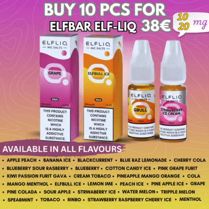 Elfbar Elf-Liq flavours Offer Buy 10 Pcsfor 38€