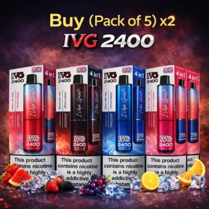 (Pack of 5) x2 IVG 2400 Premium Flavours for vaping