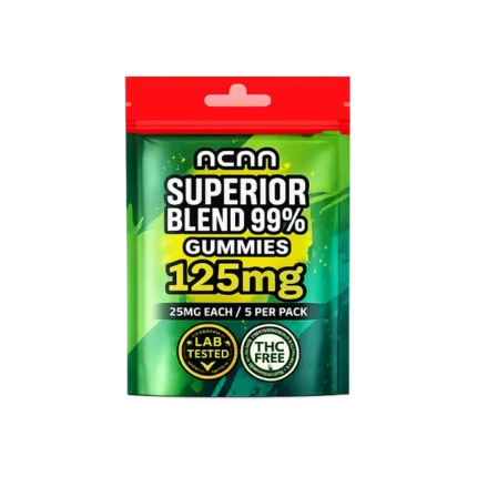 ACAN Superior Blend 99% Gummies 25mg each 5 pack 125mg total THC free lab tested low dose gummies